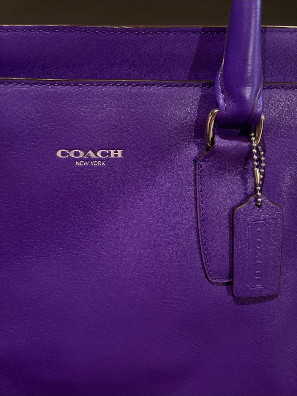 Coach Bold Purple Leather Tote - Picture 6 of 7